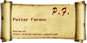 Petter Ferenc névjegykártya